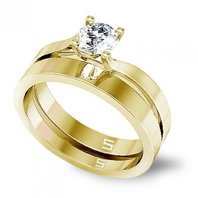 Помолвочное кольцо AMORE-S14554 из желтого золота, гладкое